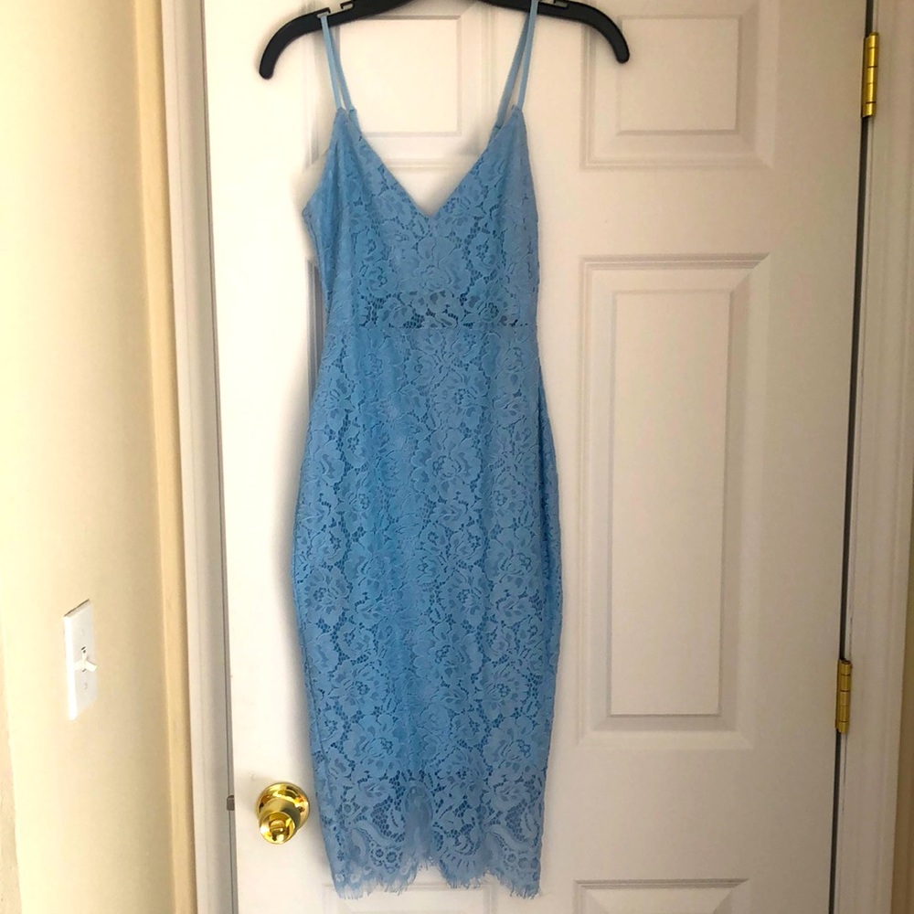 Baby blue lacy midi dress